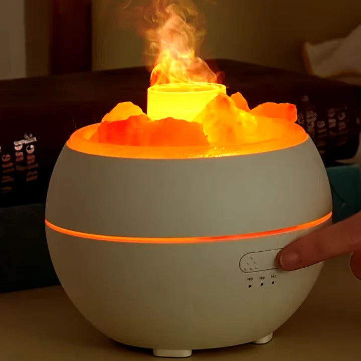 Salzlampe mit Diffuser und Flammen-Lichteffekt