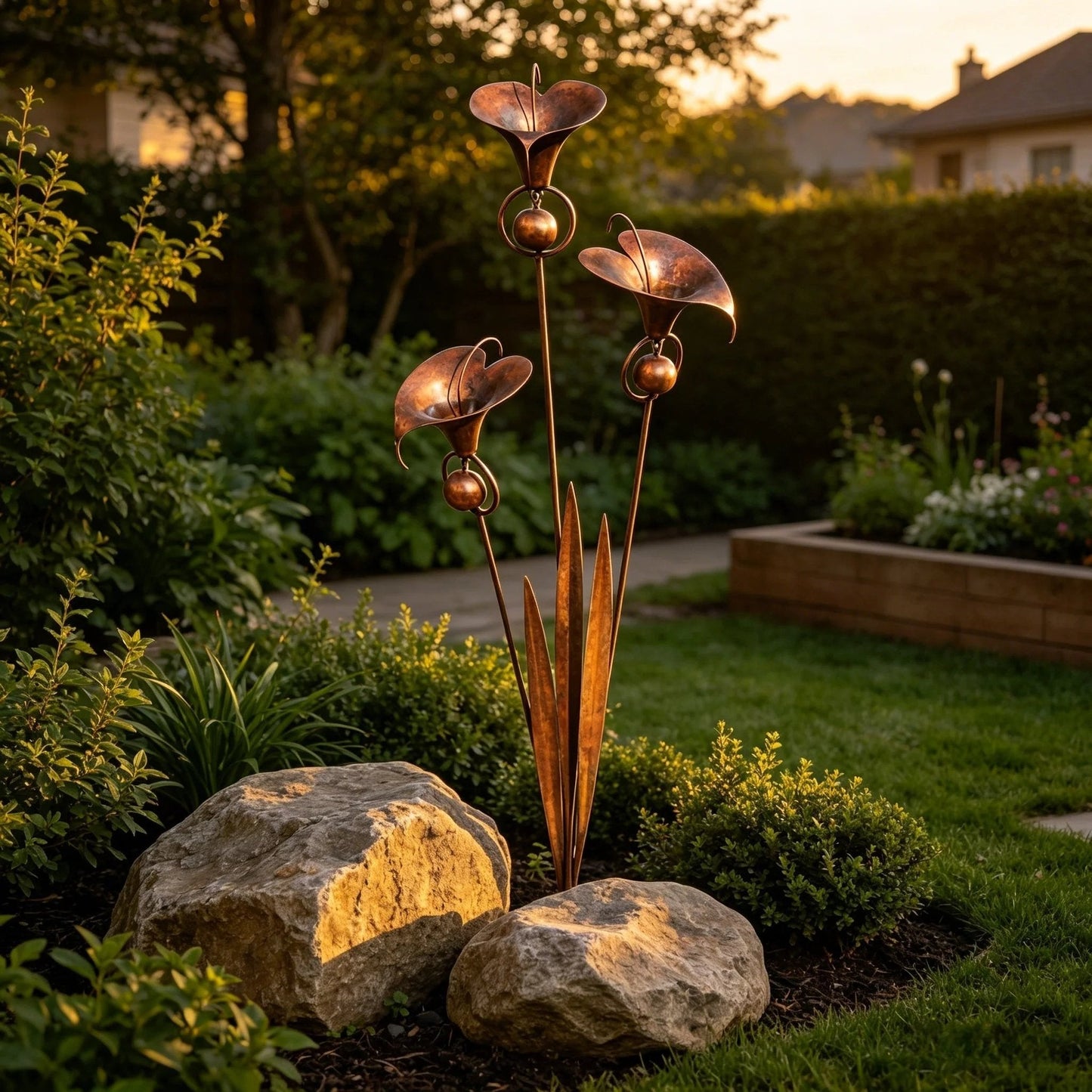 CallaChime™ | Handgefertigter Gartenstab mit Klangspiel