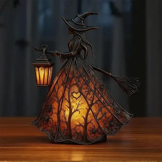 Halloween Hexenlaterne mit warmweißem LED Licht