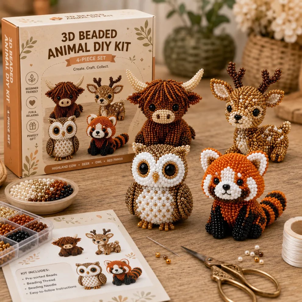 3D-Perlentiere Bastelset für Anfänger | BeadCraft Bliss