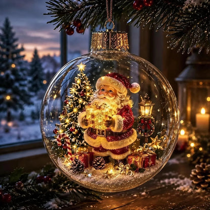 Beleuchteter Weihnachtsanhänger mit LED und Miniatur Szene