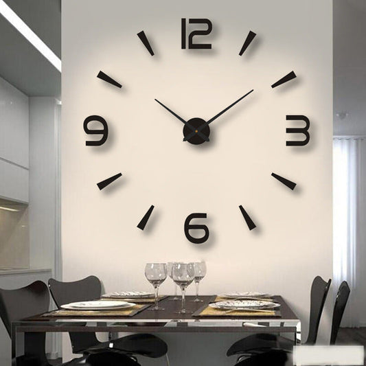 Rahmenlose 3D-Wanduhr mit großen Ziffern