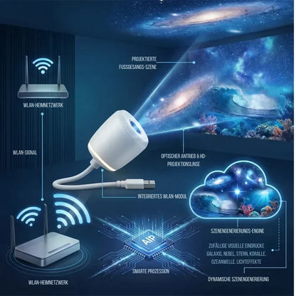 Galaxie Projektor mit Sternenhimmel und Fernbedienung
