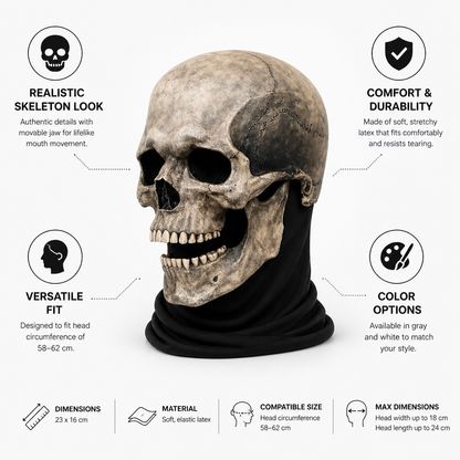 Realistische bewegliche Kinn Soft Latex Schädelmaske