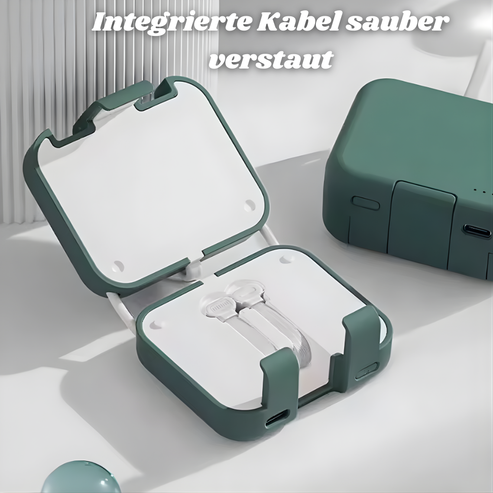 TravelCharge™ | Faltbarer Handyhalter mit Powerbank
