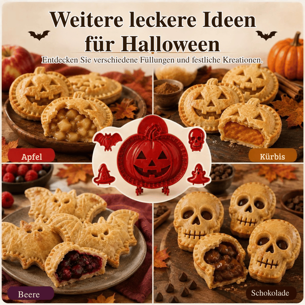 Halloween Pie Formen Set mit 8 Motiven für Mini Pies und Teigtaschen