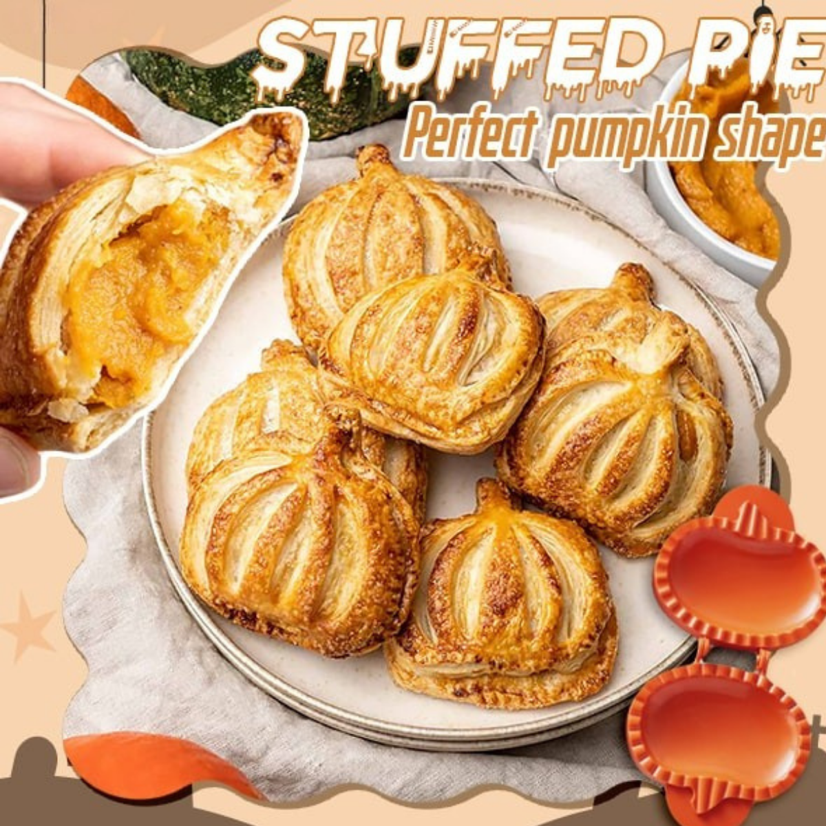 Halloween Mini-Pie-Former (Kürbis, Apfel, Eichel) | PieWhimsy