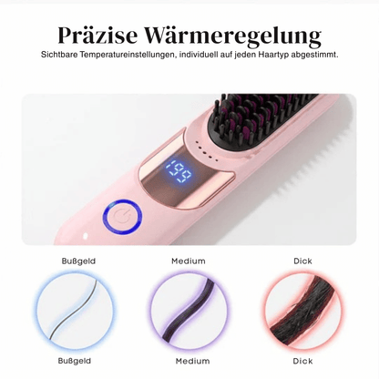 Ionen Glättbürste mit 3 Temperaturstufen und USB C Aufladung