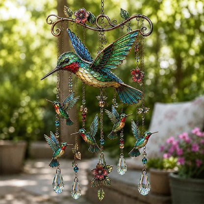 Kristall Windspiel mit Vogelmotiv für Garten und Balkon