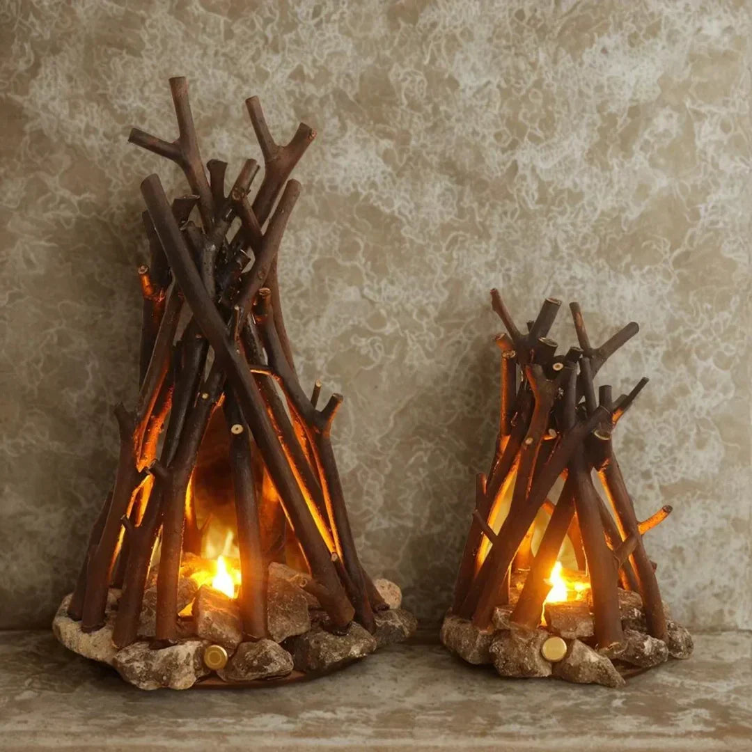 Nachtlicht aus Holz und Natursteinen mit Touch Funktion