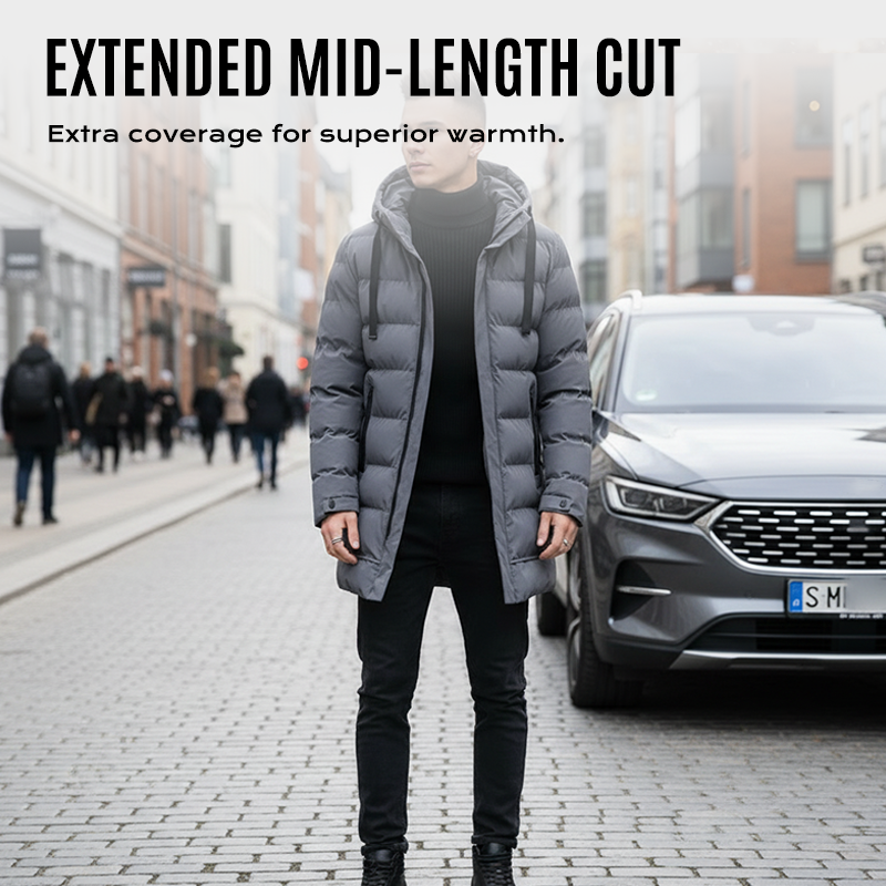 Kapuzen Winterjacke winddicht mit langem Schnitt