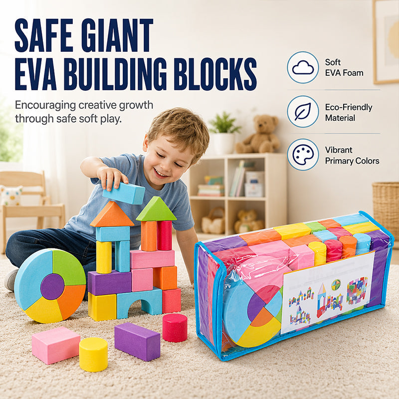 ColorBurst Blocks – 52-teiliges EVA-Schaumstoff-Bauset | 50 % RABATT