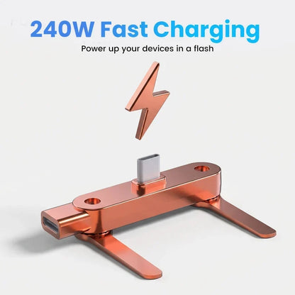 USB-C-Ladeadapter mit 360°-Klappständer – gewinkelter Stecker, bis 240 W Durchleitung