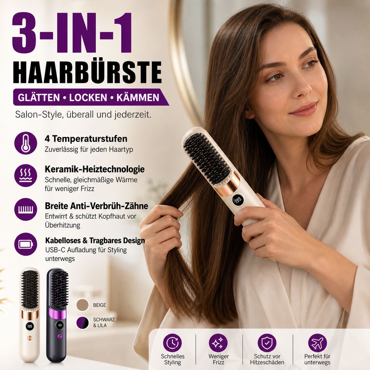 Kabelloses 4-in-1 Haarstyling-Tool USB-C | StylePro