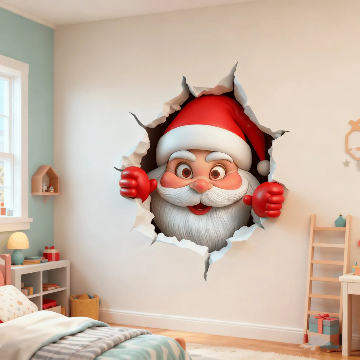 3D Weihnachtsmann Wandsticker aus PVC