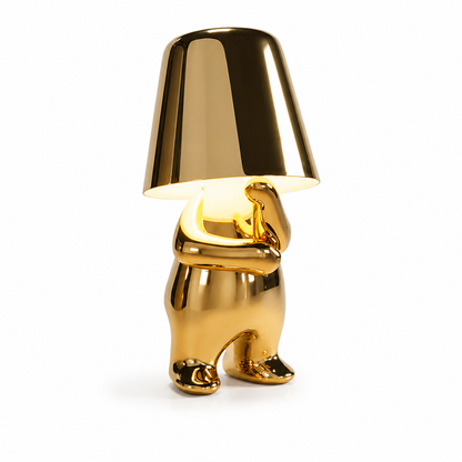 LED Schreibtischlampe Denker Figur in Gold oder Silber