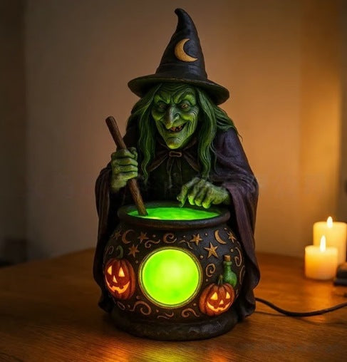 Halloween Hexenlaterne mit warmweißem LED Licht