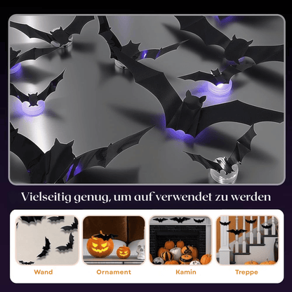 Halloween LED Fledermäuse mit lila Licht und Klebepads