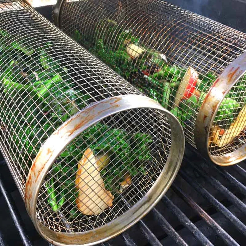 GrillMaster | 360° BBQ Grillkorb aus Edelstahl | Gleichmäßiges Grillen ohne Anbrennen | 1+1 GRATIS