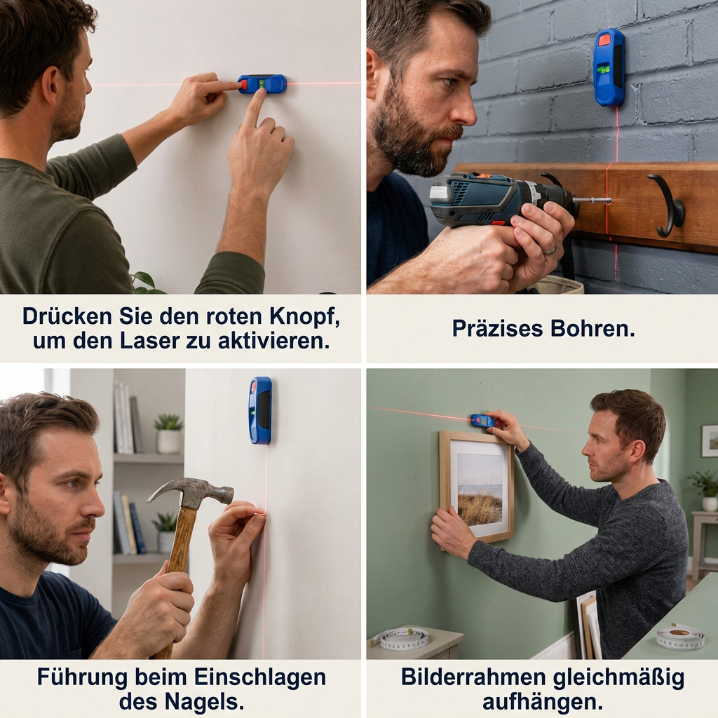 3-in-1 Laserwasserwaage & Balkensucher magnetisch