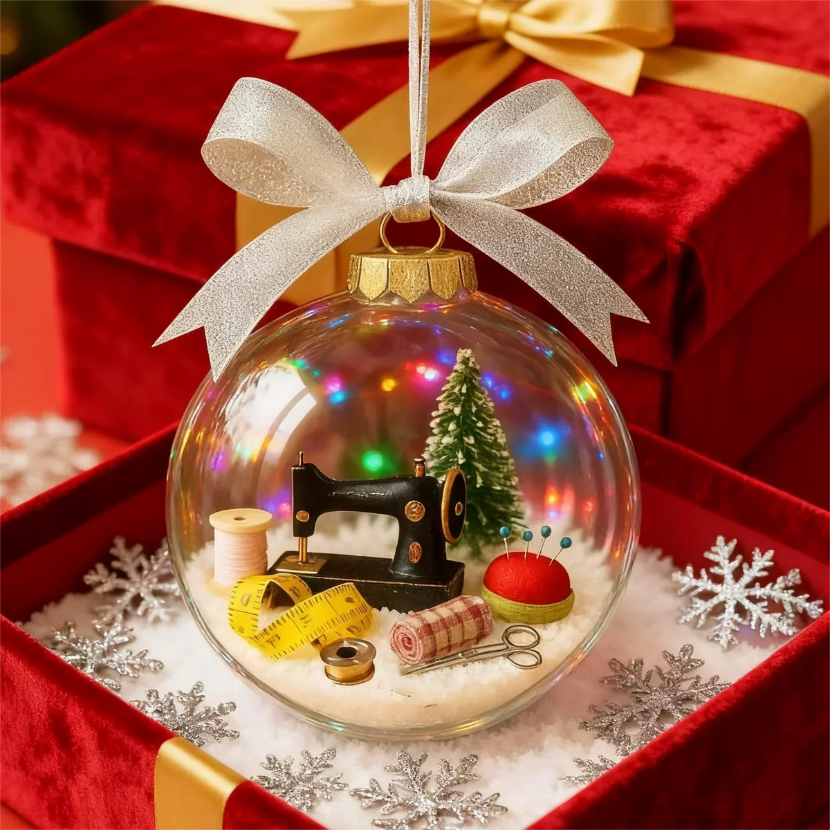 Weihnachtskugel Mini-Nähszene Detailansicht