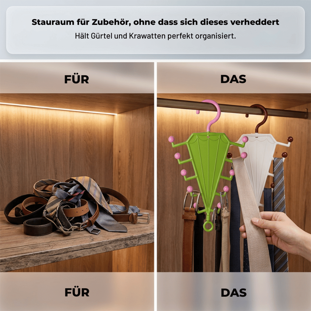 Doppelseitiger Kleiderschrank Organizer für Gürtel Krawatten und Schals | 1+2 GRATIS
