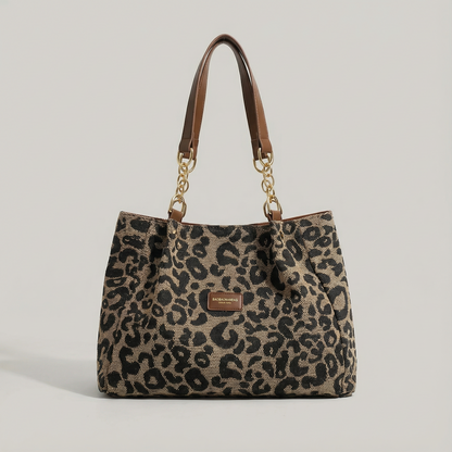 WildElegance™ | Leotard-Print Tote-Bag mit Goldketten-Detail