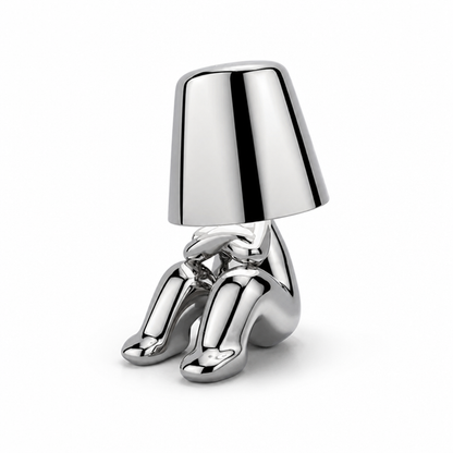 LED Schreibtischlampe Denker Figur in Gold oder Silber