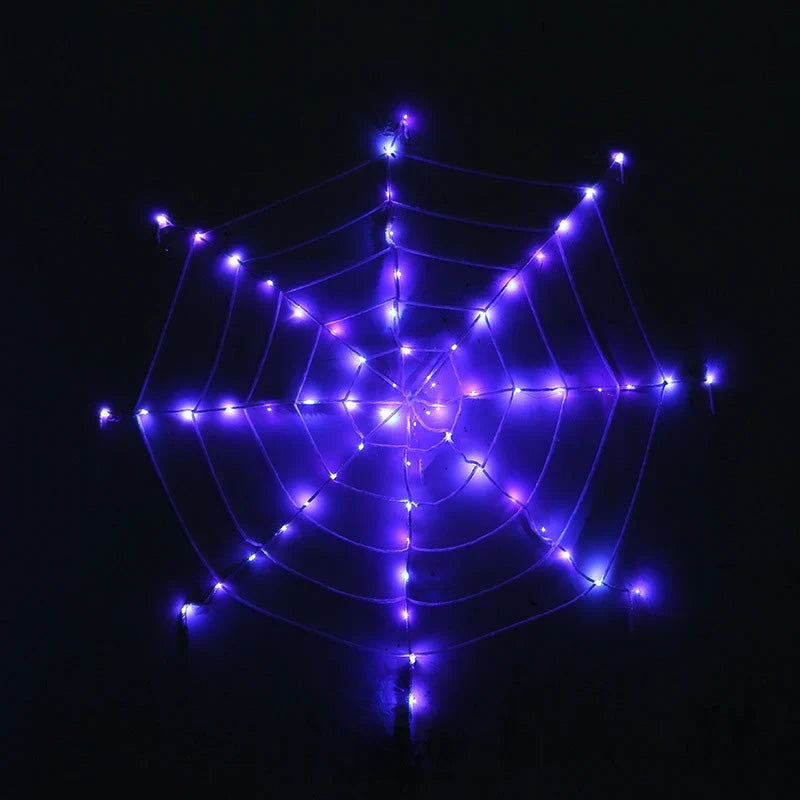 Halloween Spinnennetz LED Lichterkette 5 m mit Fernbedienung