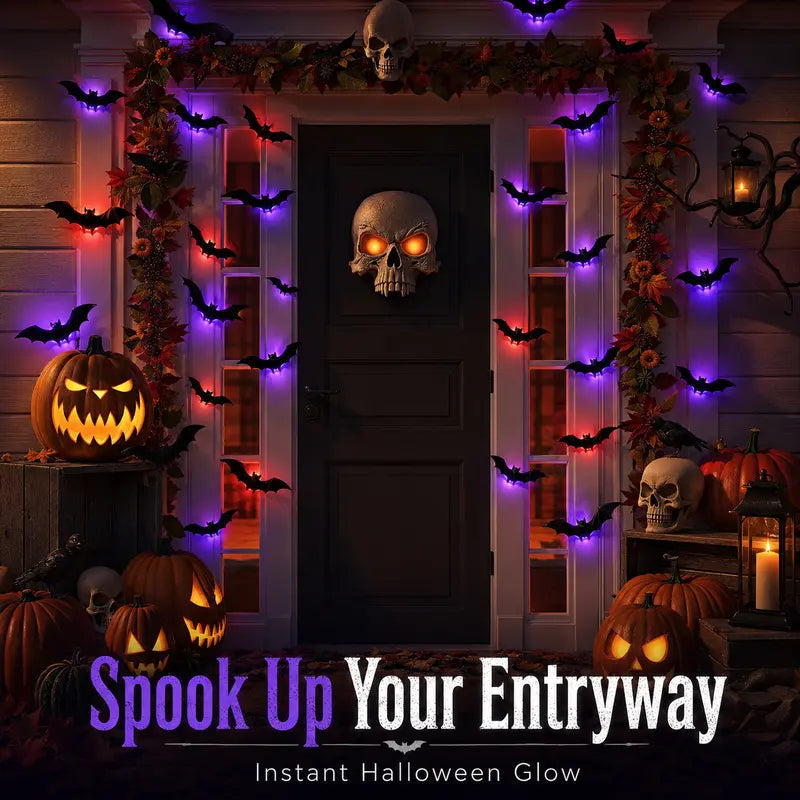 Halloween LED Fledermäuse mit lila Licht und Klebepads