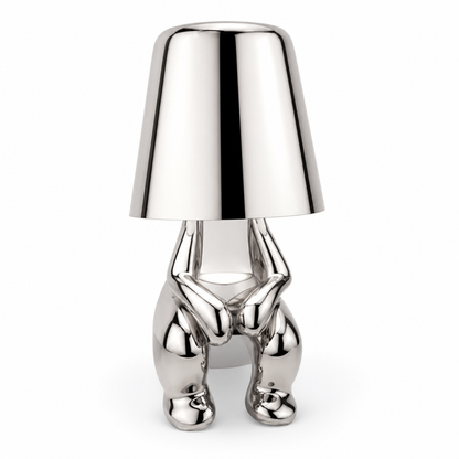 LED Schreibtischlampe Denker Figur in Gold oder Silber