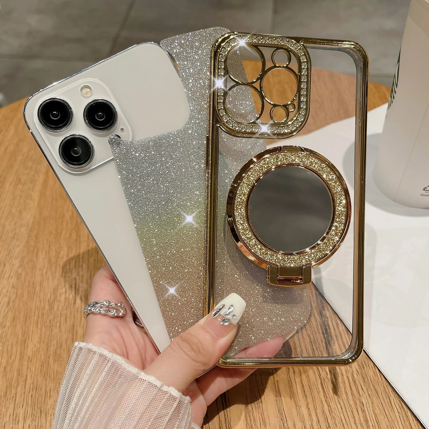 Luxus Glitzer Spiegel Handyhülle mit Ringhalter – Stil, Schutz & Glamour in einem!