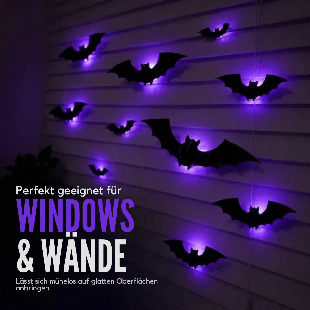 Halloween LED Fledermäuse mit lila Licht und Klebepads