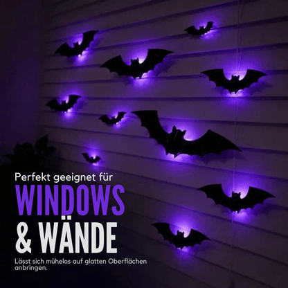 Halloween LED Fledermäuse mit lila Licht und Klebepads