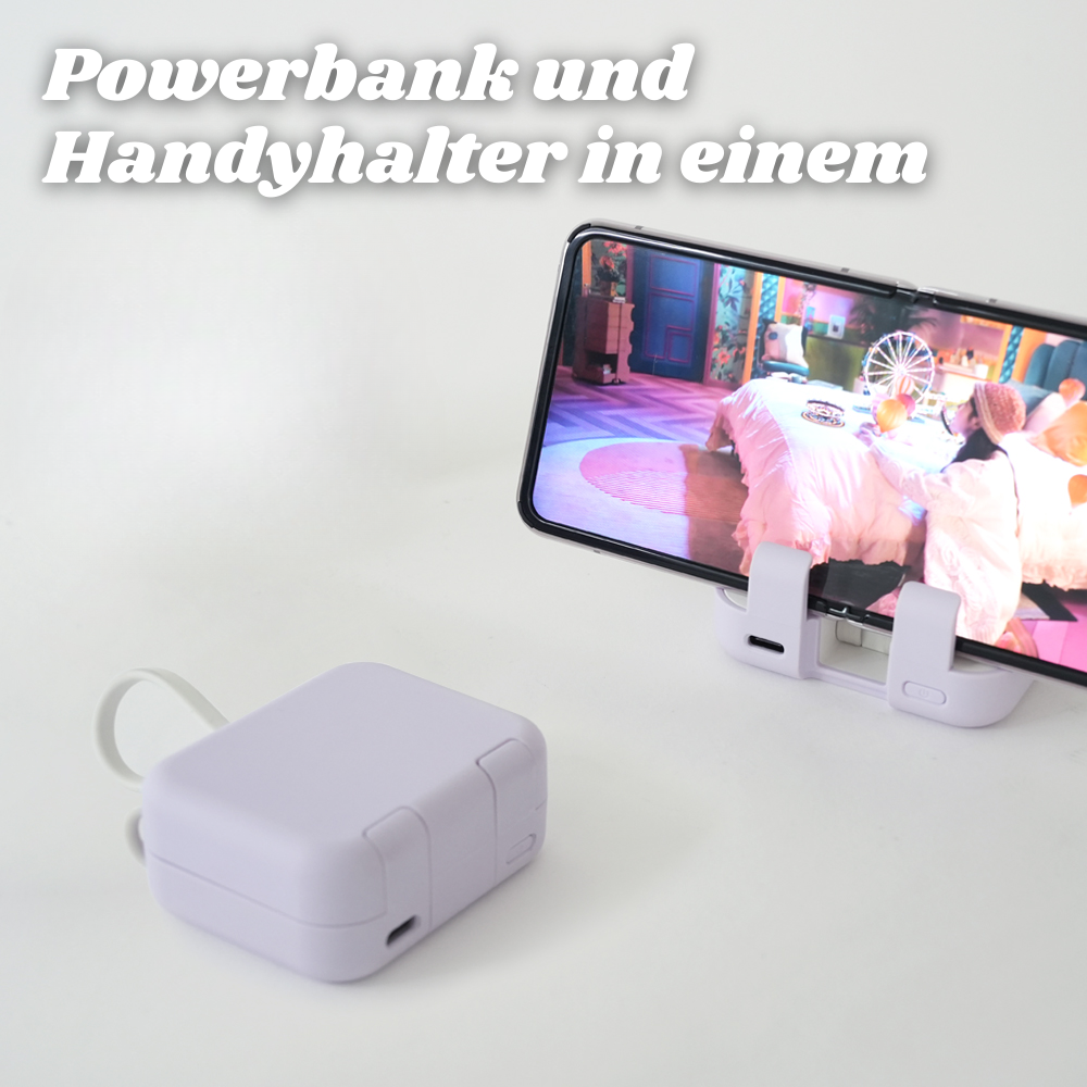 TravelCharge™ | Faltbarer Handyhalter mit Powerbank