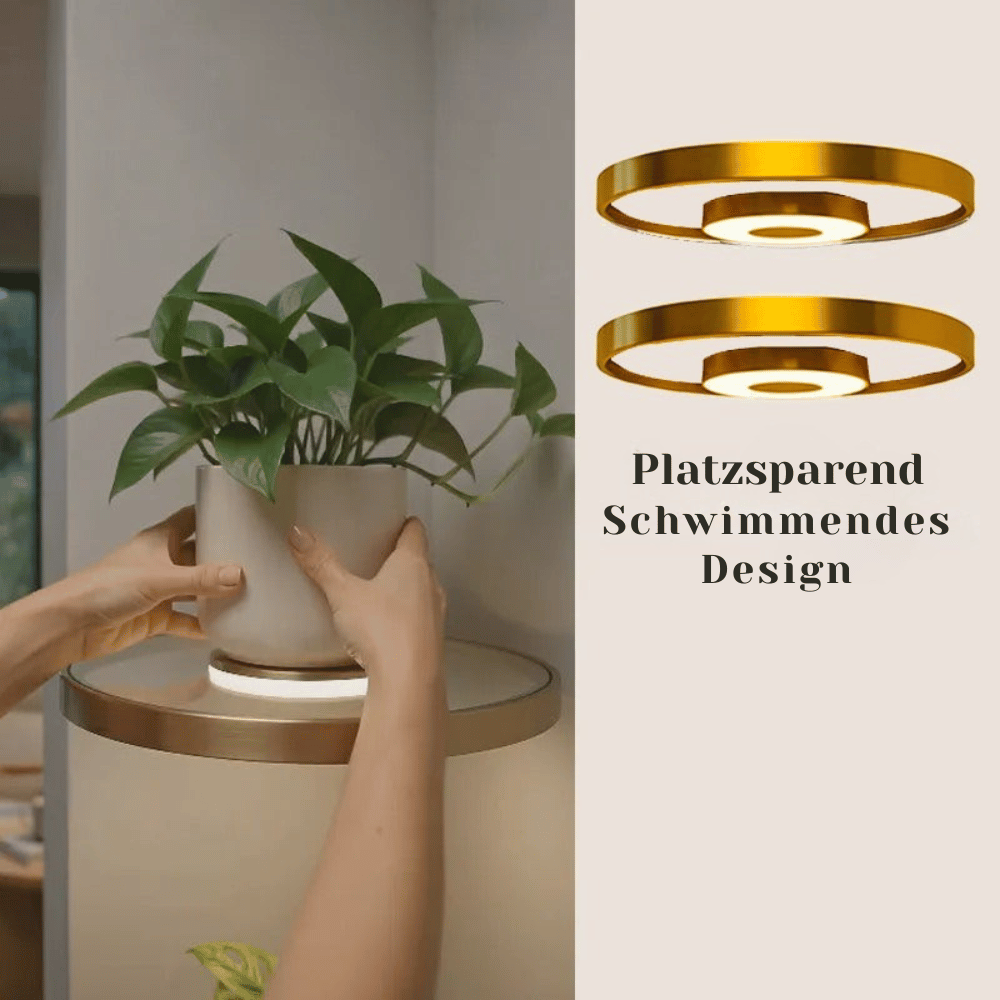 GlowingGold — LED Schwebendes Pflanzen-Wandregal | 50% RABATT