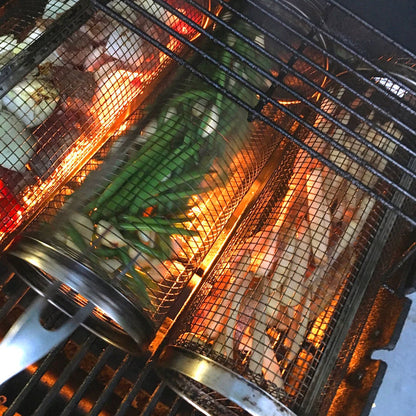 GrillMaster | 360° BBQ Grillkorb aus Edelstahl | Gleichmäßiges Grillen ohne Anbrennen | 1+1 GRATIS