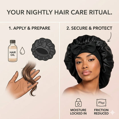 Seiden-Nachthäubchen doppellagig für Frisuren-Schutz | All-Night
