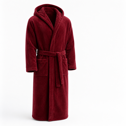 Herren Bademantel mit Kapuze aus Plüsch Fleece