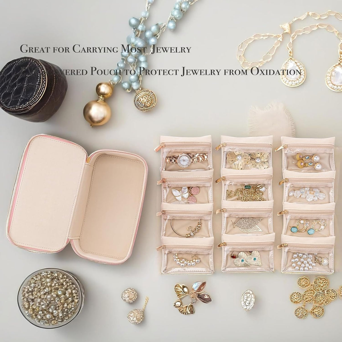 Schmuck-Organizer mit 12 Reißverschlusstaschen | JewelVault™
