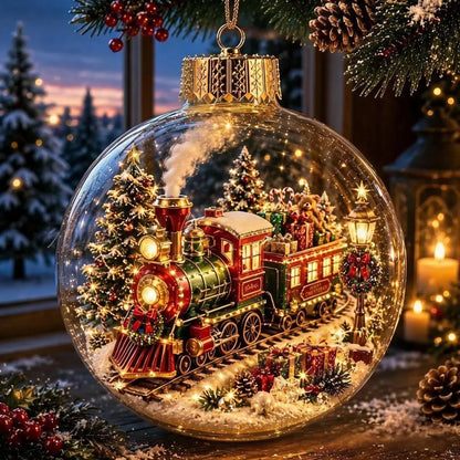 Beleuchteter Weihnachtsanhänger mit LED und Miniatur Szene