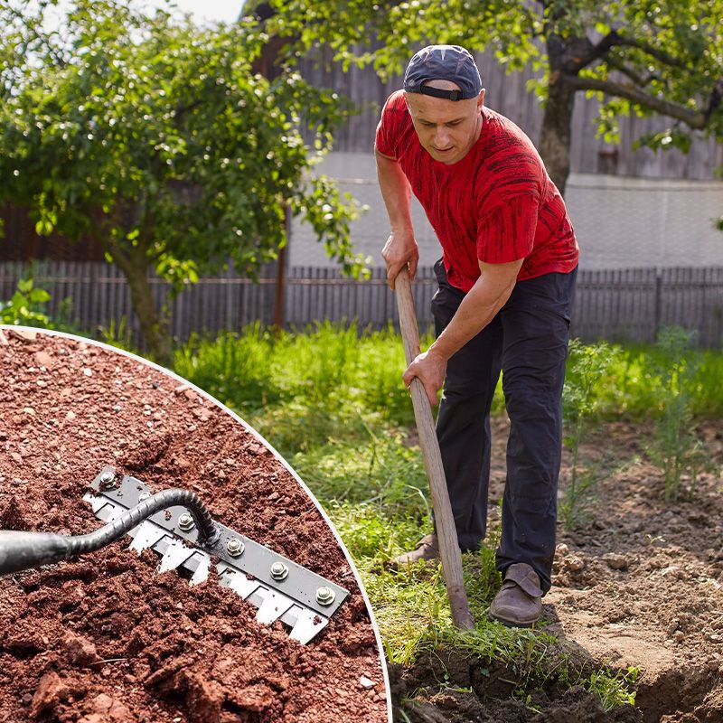 IronBloom™ | Gartenrechen aus Carbonstahl – Unkrautentferner, 5–8 Zähne, robust & rostfrei