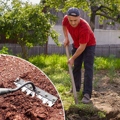 IronBloom™ | Gartenrechen aus Carbonstahl – Unkrautentferner, 5–8 Zähne, robust & rostfrei
