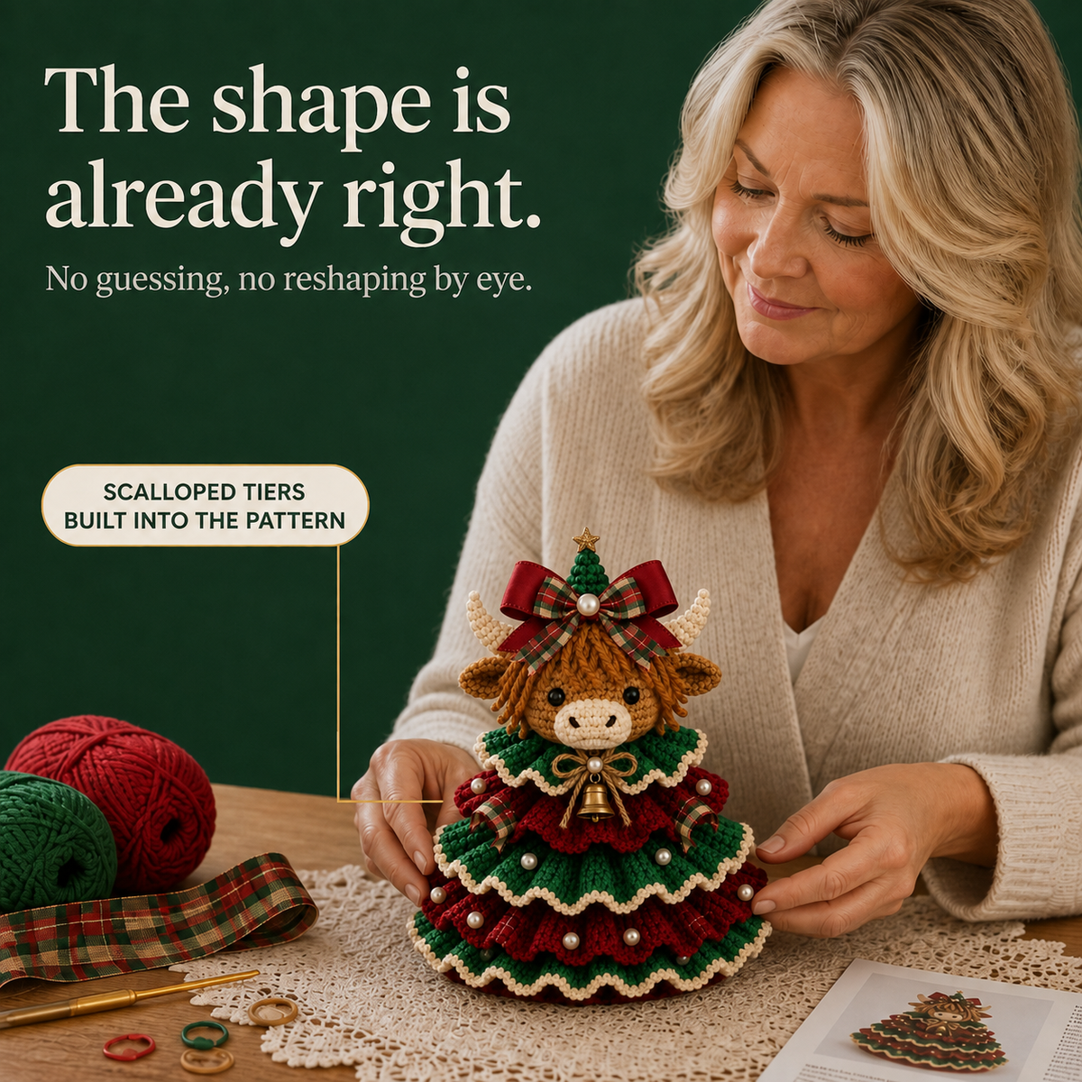 DIY Häkelset Hochlandrind Weihnachtsanhänger