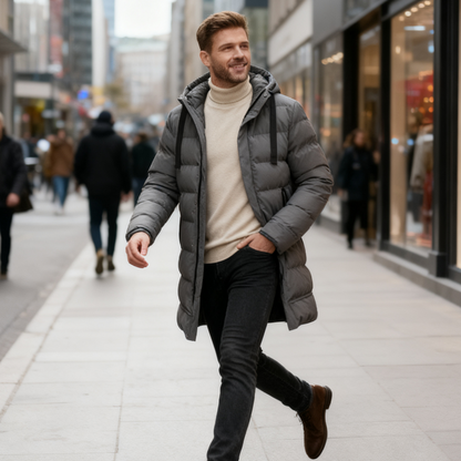 Kapuzen Winterjacke winddicht mit langem Schnitt