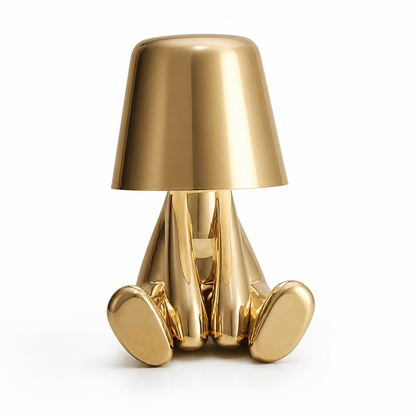 LED Schreibtischlampe Denker Figur in Gold oder Silber