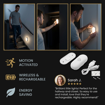 LumaTrail™ | Bewegungsmelder Licht – Kabellose LED Nachtleuchte für Flur, Treppe & Schlafzimmer
