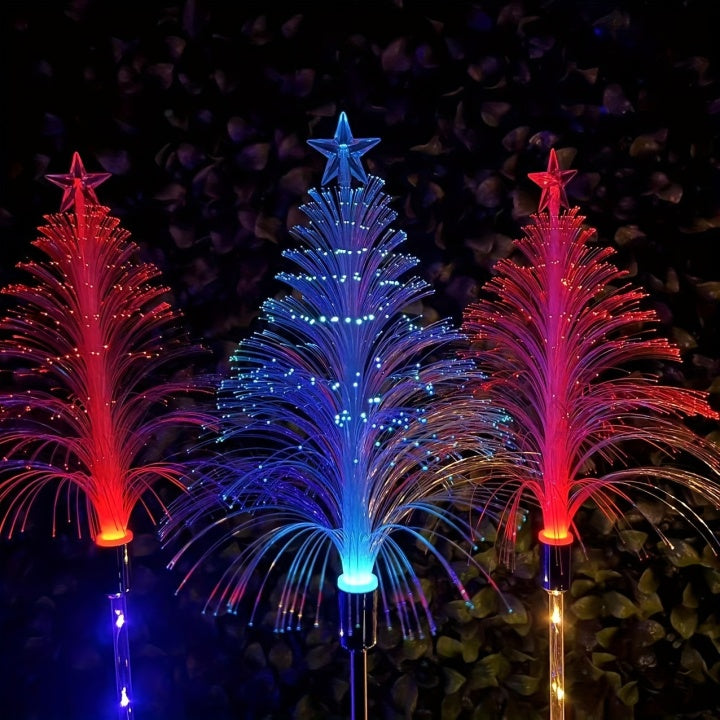 Solar Weihnachtsbaum Set auf der Terrasse