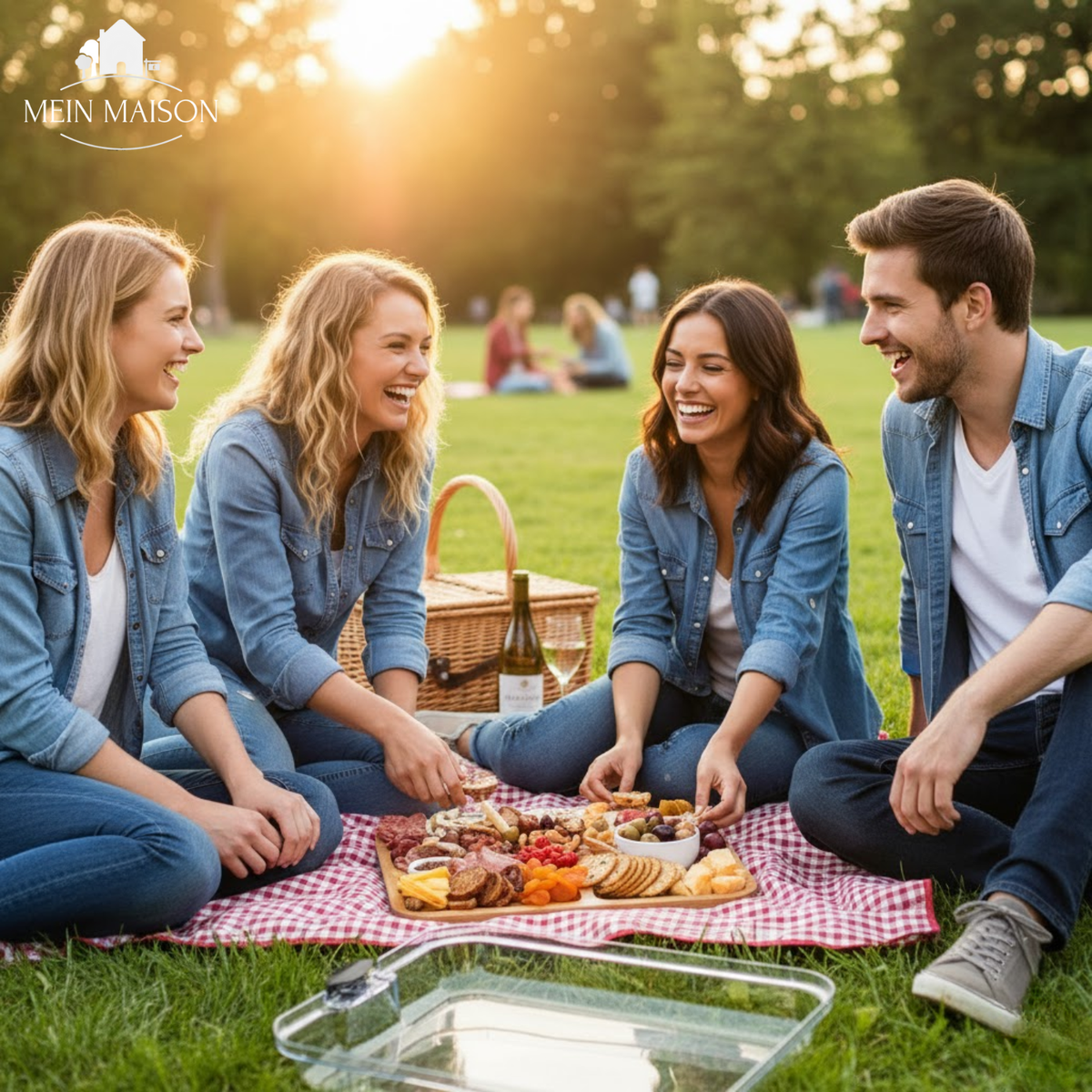 Picknick mit Servierbrett aus Bambus