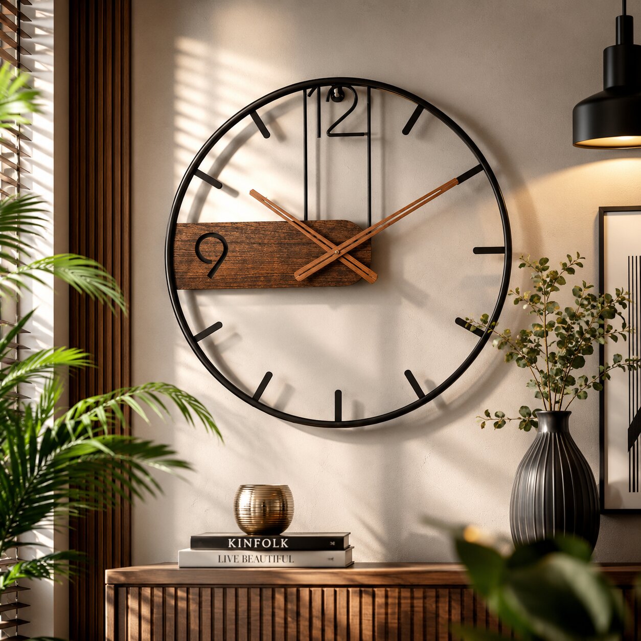 Moderne Wanduhr aus Edelstahl & Walnussholz | Walnchron